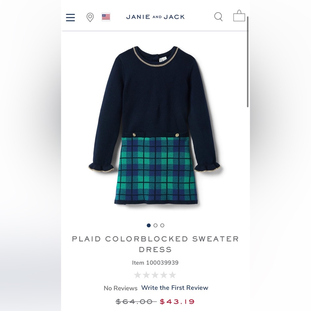 Janie and Jack PLAID COLORBLOCKED SWEATER
DRESS